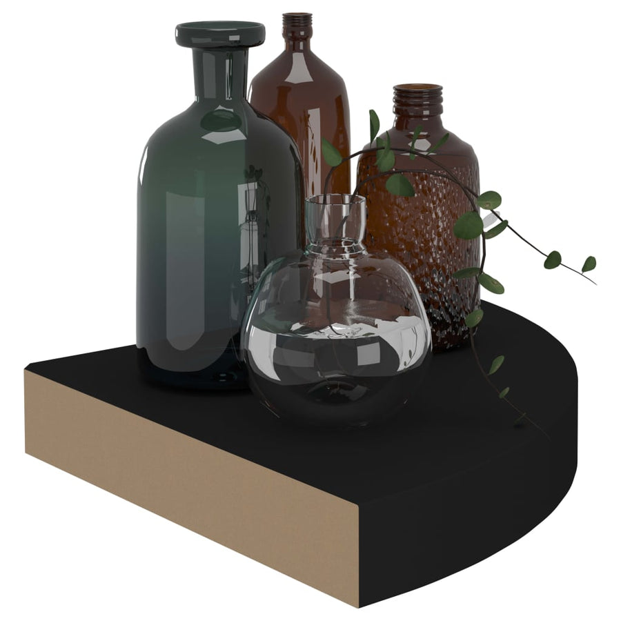 Hoekschappen Zwevend 25X25X3,8 Cm Mdf 4 25 x 25 x 3.8 cm Zwart