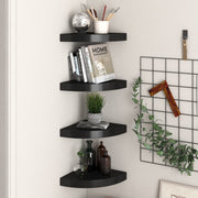 Corner shelves floating 4 pcs 25x25x3.8 cm MDF black