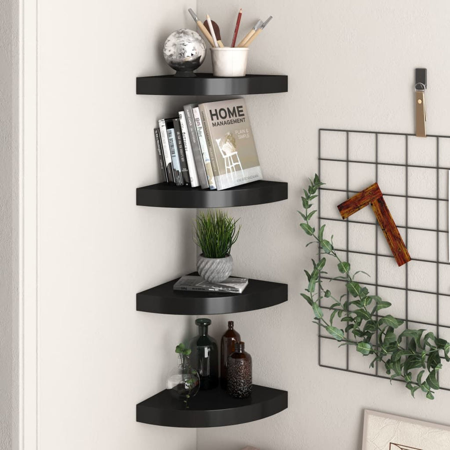 Hoekschappen Zwevend 25X25X3,8 Cm Mdf 4 25 x 25 x 3.8 cm Zwart