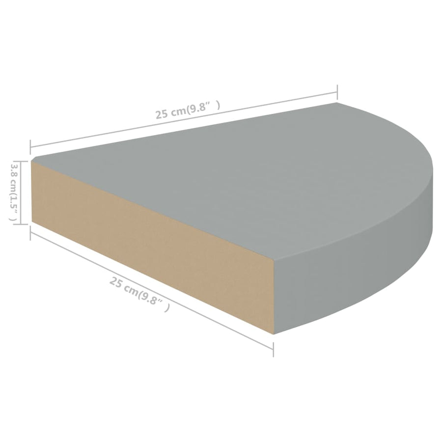 Hoekschap Zwevend 25X25X3,8 Cm Mdf 1 25 x 25 x 3.8 cm Grijs