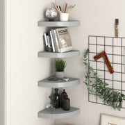 Floating Corner Shelves 4 pcs 25x25x3.8 cm MDF Grey