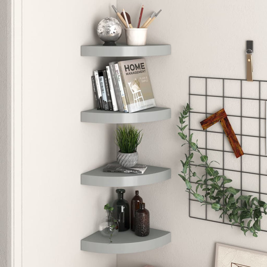 Hoekschappen Zwevend 25X25X3,8 Cm Mdf 4 25 x 25 x 3.8 cm Grijs