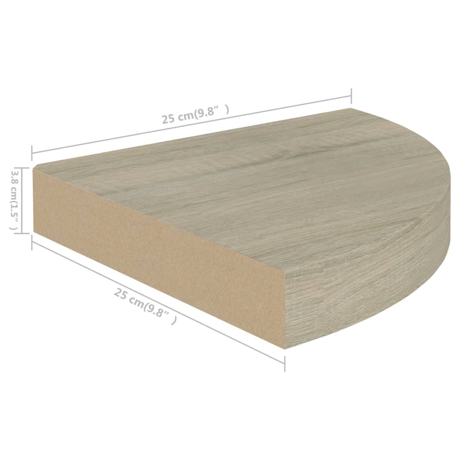 Hoekschap Zwevend 25X25X3,8 Cm Mdf Kleurig 1 25 x 25 x 3.8 cm Eiken
