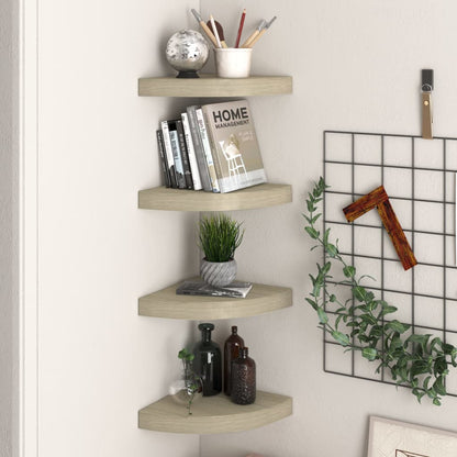 Hoekschappen Zwevend 25X25X3,8 Cm Mdf Kleurig 4 25 x 25 x 3.8 cm Eiken