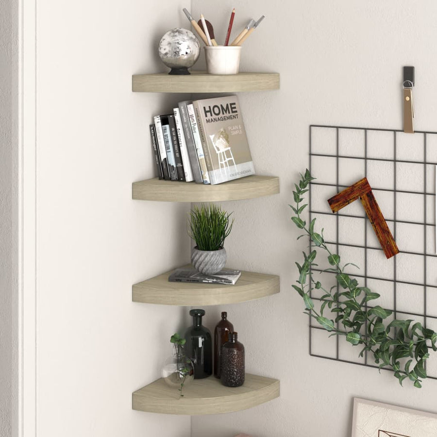 Hoekschappen Zwevend 25X25X3,8 Cm Mdf Kleurig 4 25 x 25 x 3.8 cm Eiken
