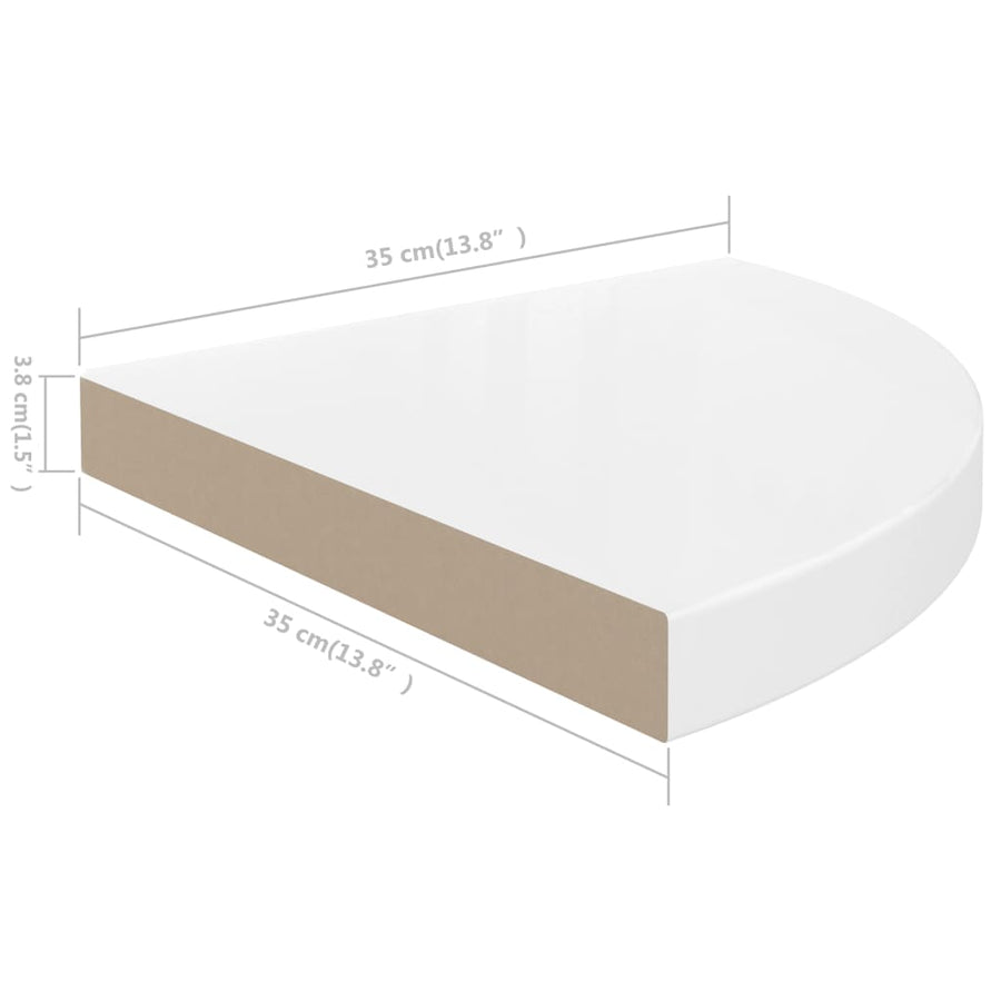 Hoekschap Zwevend 35X35X3,8 Cm Mdf 1 35 x 35 x 3.8 cm Hoogglans wit