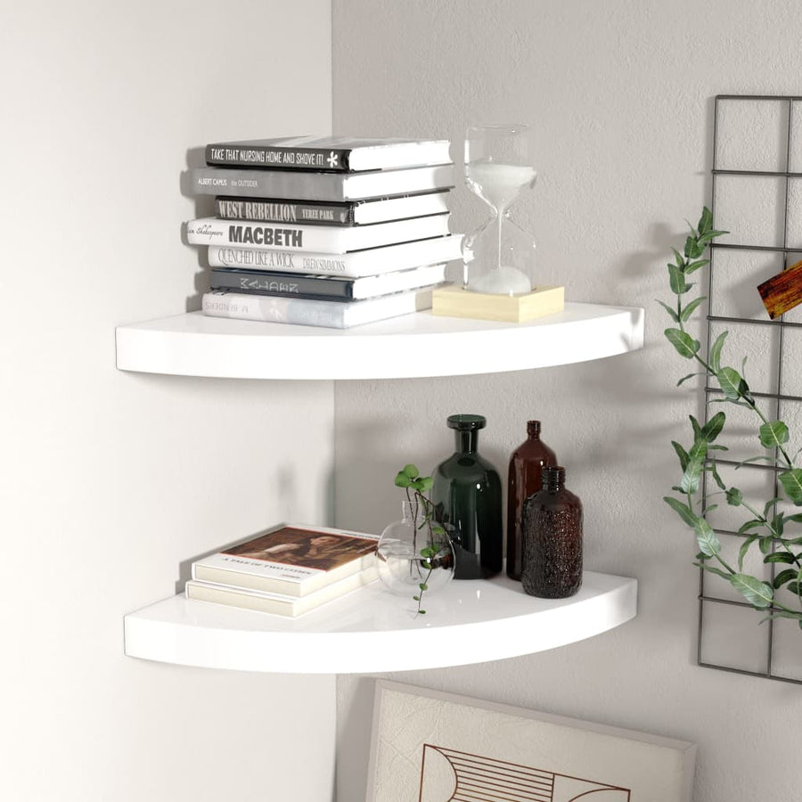 Hoekschappen Zwevend 35X35X3,8 Cm Mdf 2 35 x 35 x 3.8 cm Hoogglans wit