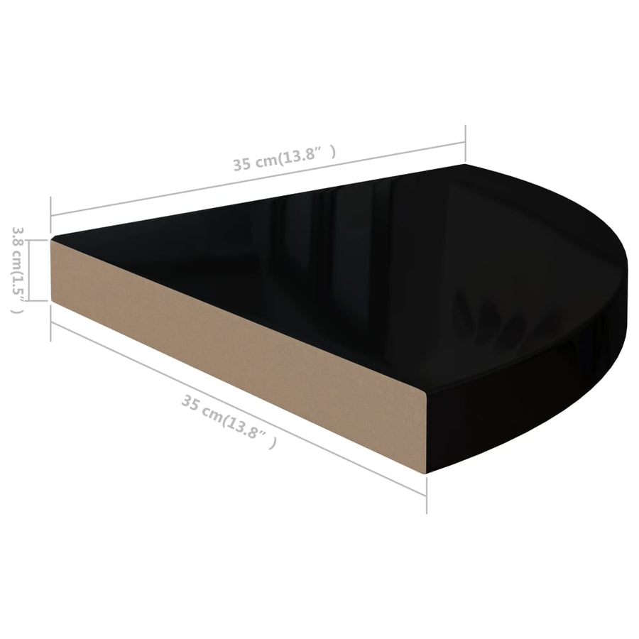 Hoekschap Zwevend 35X35X3,8 Cm Mdf 1 35 x 35 x 3.8 cm Hoogglans zwart