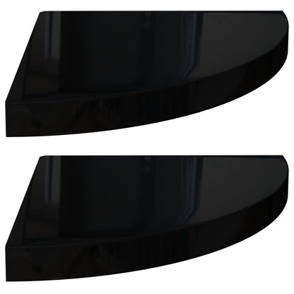 Hoekschappen Zwevend 35X35X3,8 Cm Mdf 2 35 x 35 x 3.8 cm Hoogglans zwart