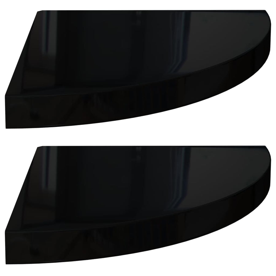 Hoekschappen Zwevend 35X35X3,8 Cm Mdf 2 35 x 35 x 3.8 cm Hoogglans zwart