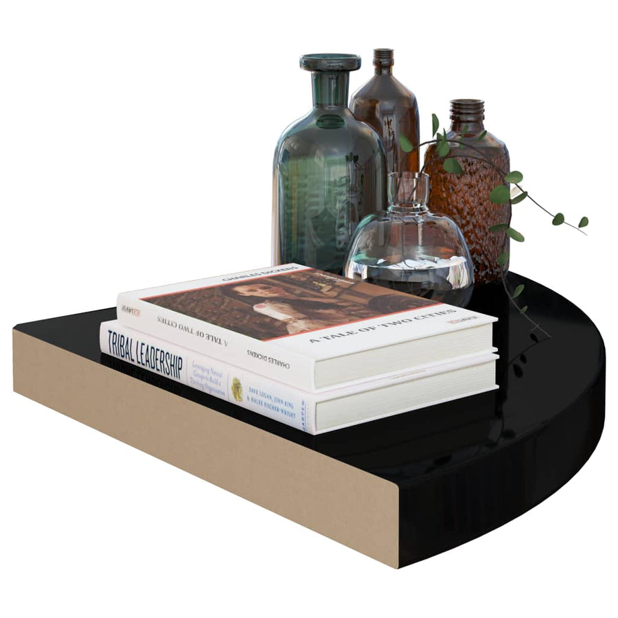 Hoekschappen Zwevend 35X35X3,8 Cm Mdf 2 35 x 35 x 3.8 cm Hoogglans zwart