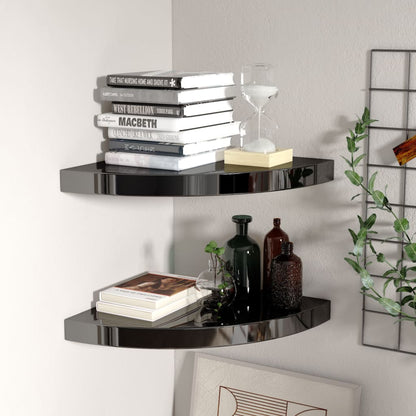 Hoekschappen Zwevend 35X35X3,8 Cm Mdf 2 35 x 35 x 3.8 cm Hoogglans zwart