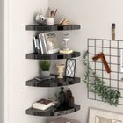 Hoekschappen zwevend 4 st 35x35x3,8 cm MDF zwart