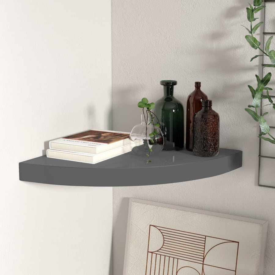 Hoekschap Zwevend 35X35X3,8 Cm Mdf 1 35 x 35 x 3.8 cm Hoogglans grijs