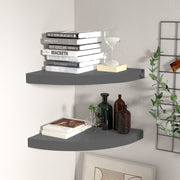 Floating corner shelves 2 pcs 35x35x3.8 cm MDF high gloss grey