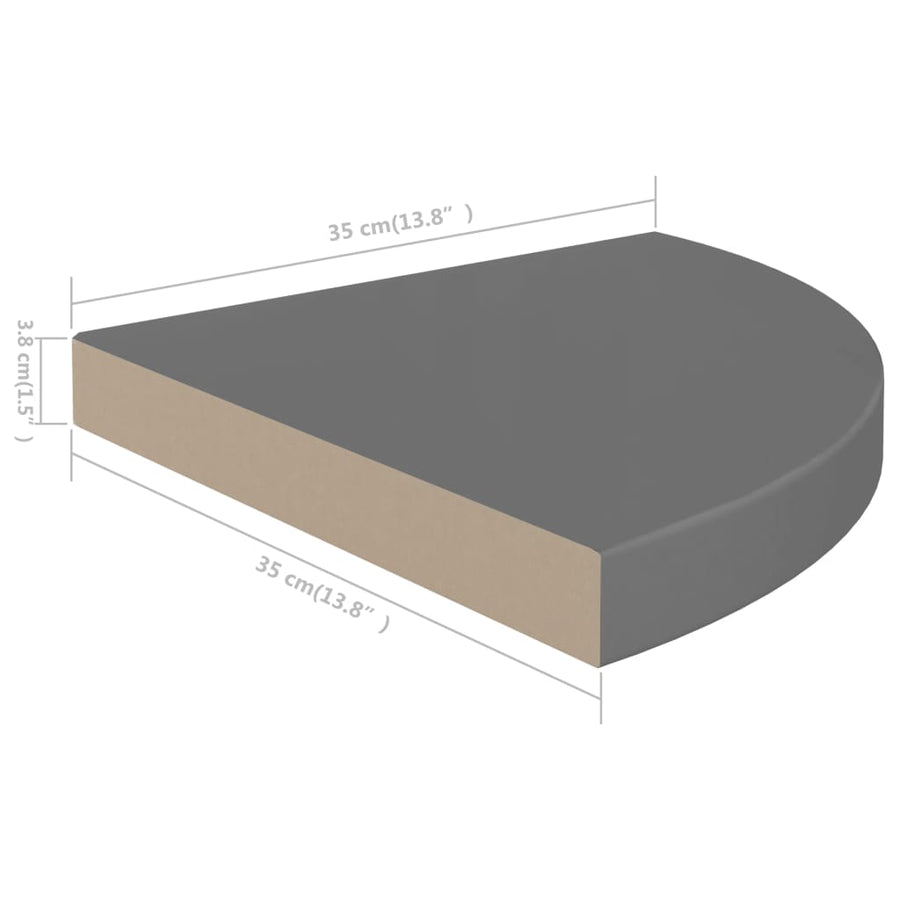 Hoekschappen Zwevend 35X35X3,8 Cm Mdf 4 35 x 35 x 3.8 cm Hoogglans grijs