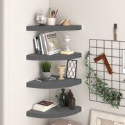 Floating corner shelves 4 pcs 35x35x3.8 cm MDF high gloss grey