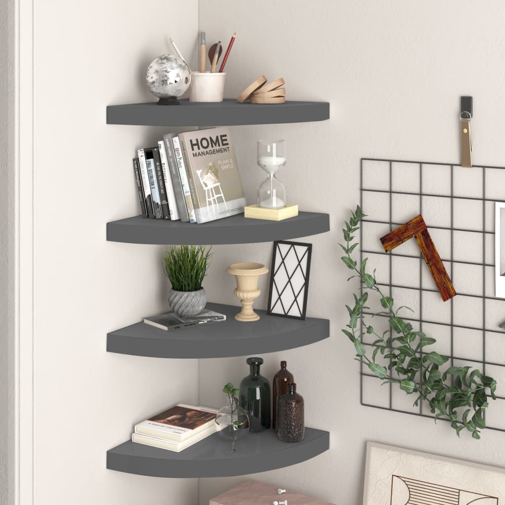 Hoekschappen Zwevend 35X35X3,8 Cm Mdf 4 35 x 35 x 3.8 cm Hoogglans grijs
