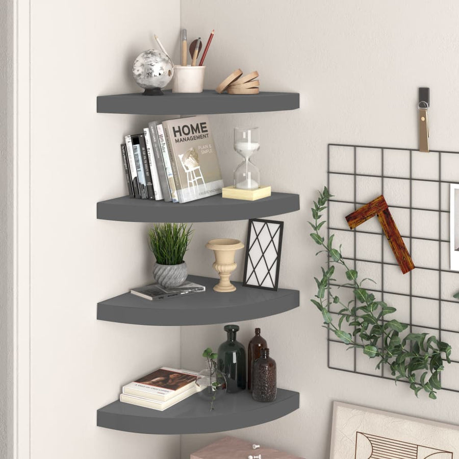 Hoekschappen Zwevend 35X35X3,8 Cm Mdf 4 35 x 35 x 3.8 cm Hoogglans grijs