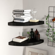 Floating corner shelves 2 pcs 35x35x3.8 cm MDF black
