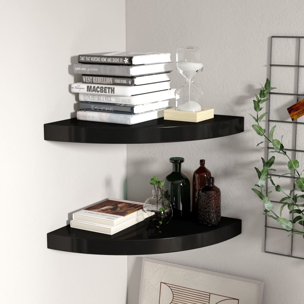 Hoekschappen Zwevend 35X35X3,8 Cm Mdf 2 35 x 35 x 3.8 cm Zwart