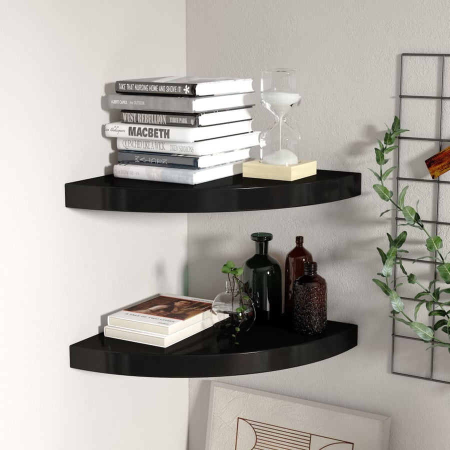 Hoekschappen Zwevend 35X35X3,8 Cm Mdf 2 35 x 35 x 3.8 cm Zwart