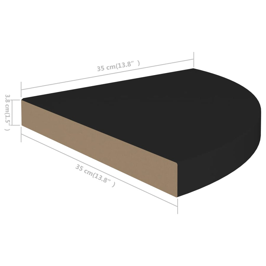 Hoekschappen Zwevend 35X35X3,8 Cm Mdf 4 35 x 35 x 3.8 cm Zwart