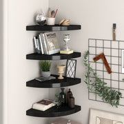 Corner shelves floating 4 pcs 35x35x3.8 cm MDF black