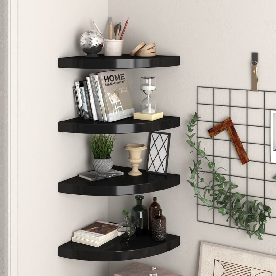 Hoekschappen Zwevend 35X35X3,8 Cm Mdf 4 35 x 35 x 3.8 cm Zwart