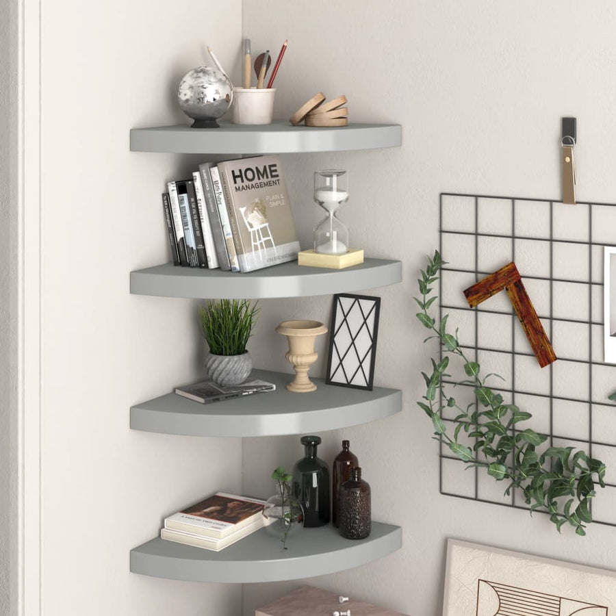 Hoekschappen Zwevend 35X35X3,8 Cm Mdf 4 35 x 35 x 3.8 cm Grijs