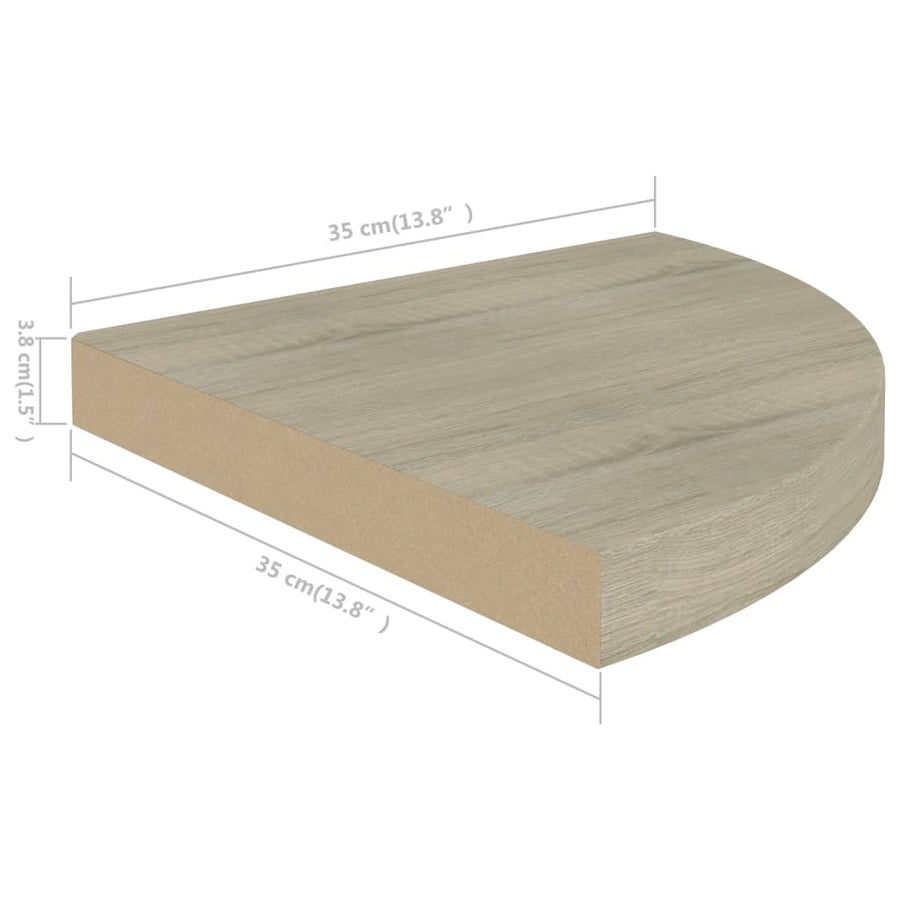 Hoekschap Zwevend 35X35X3,8 Cm Mdf Kleurig 1 35 x 35 x 3.8 cm Eiken