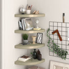 Hoekschappen zwevend 4 st 35x35x3,8 cm MDF eiken