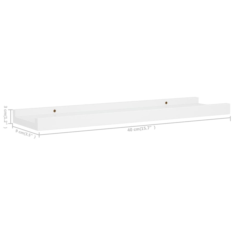 Fotoplanken 2 st 40x9x3 cm MDF wit 40 x 9 x 3 cm Wit