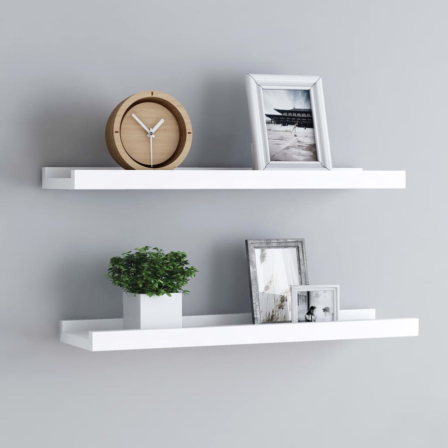 Fotoplanken 2 st 40x9x3 cm MDF wit 40 x 9 x 3 cm Wit