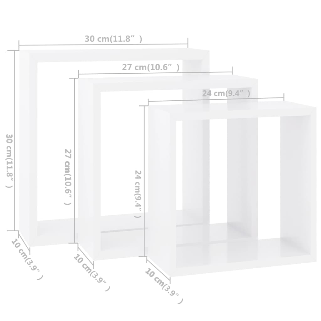 Wandschappen Kubus Mdf 30 x 10 x 30 cm Wit