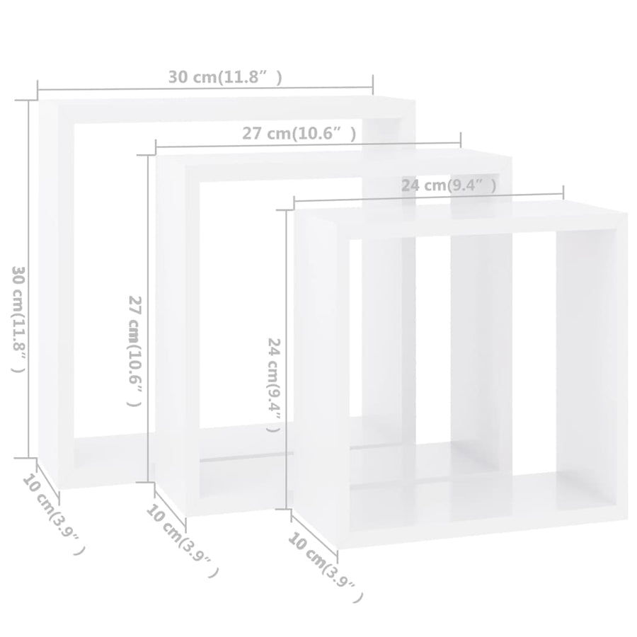 Wandschappen Kubus Mdf 30 x 10 x 30 cm Wit