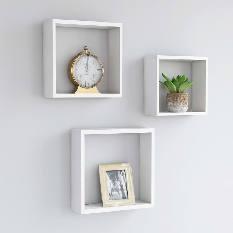Wandschappen Kubus Mdf 30 x 10 x 30 cm Wit