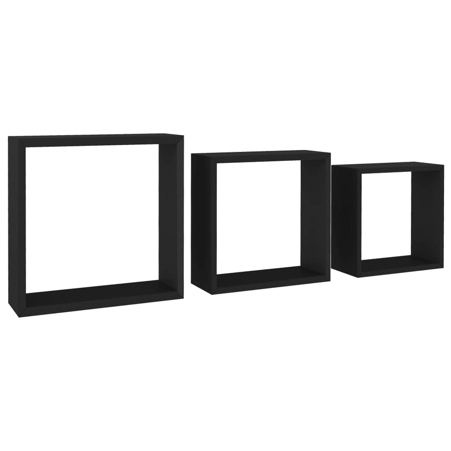 Wandschappen Kubus Mdf 30 x 10 x 30 cm Zwart