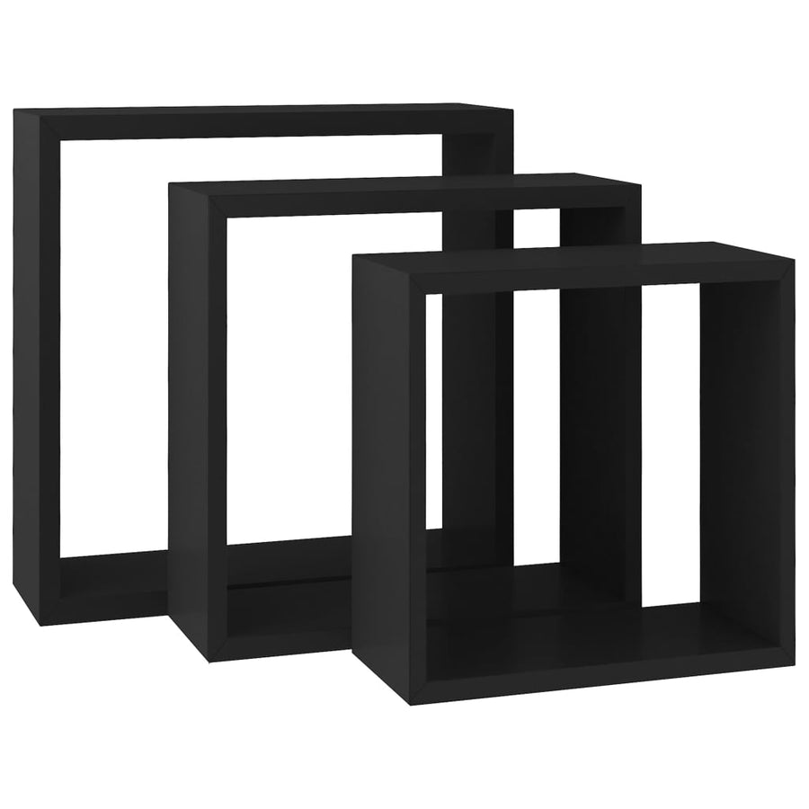 Wandschappen Kubus Mdf 30 x 10 x 30 cm Zwart