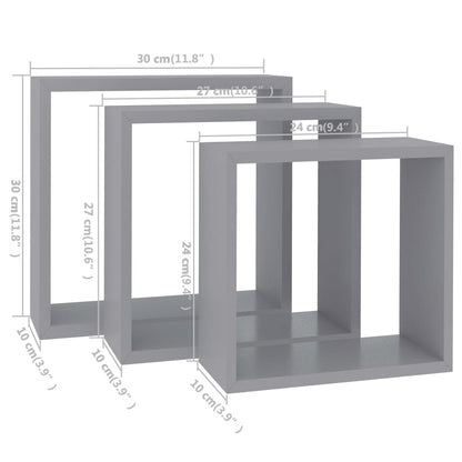 Wandschappen Kubus Mdf 30 x 10 x 30 cm Grijs