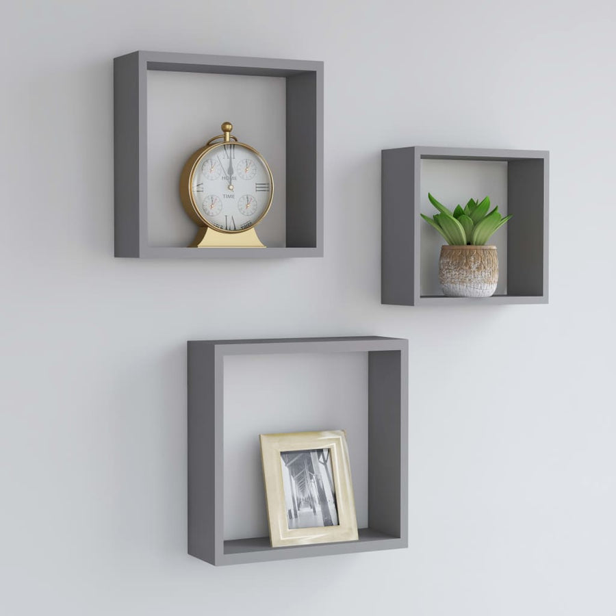 Wandschappen Kubus Mdf 30 x 10 x 30 cm Grijs