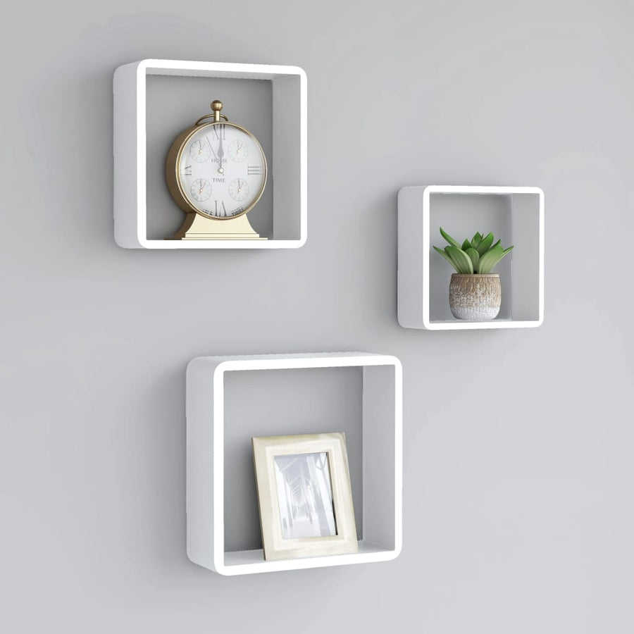 Wandschappen Kubus Mdf 28 x 10 x 28 cm Wit