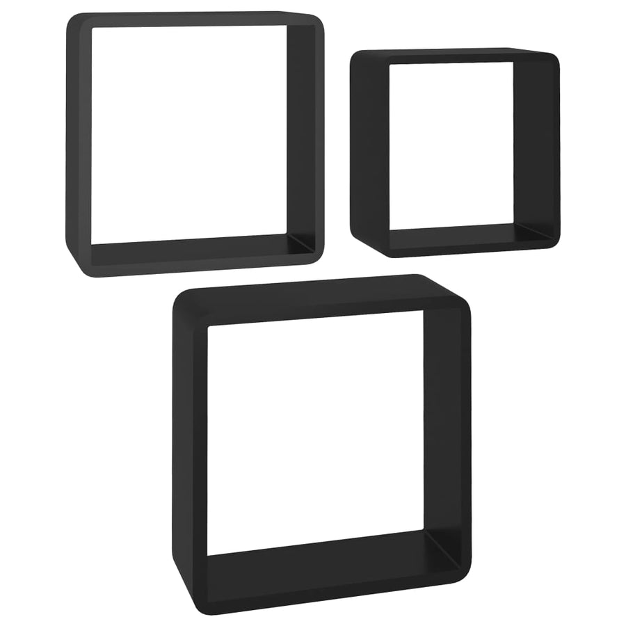 Wandschappen Kubus Mdf Zwart 28 x 10 x 28 cm