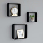 Wandschappen kubus MDF zwart 3 stuks 28x10x28 cm