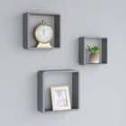 Wandschappen kubus 3 st MDF grijs 28x10x28 cm
