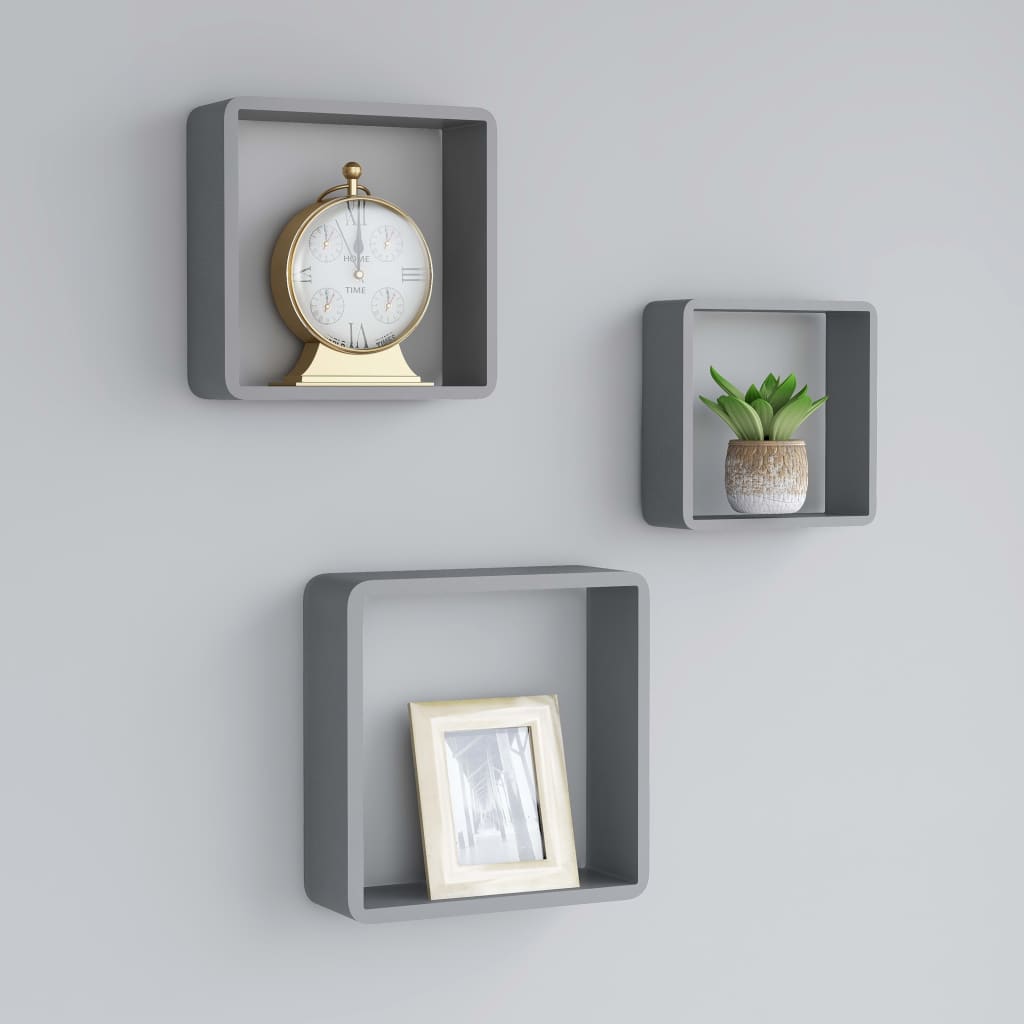 Wandschappen Kubus Mdf 28 x 10 x 28 cm Grijs