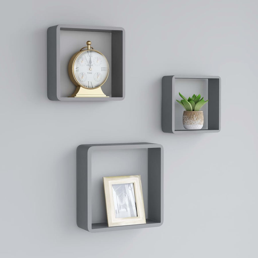 Wandschappen Kubus Mdf 28 x 10 x 28 cm Grijs