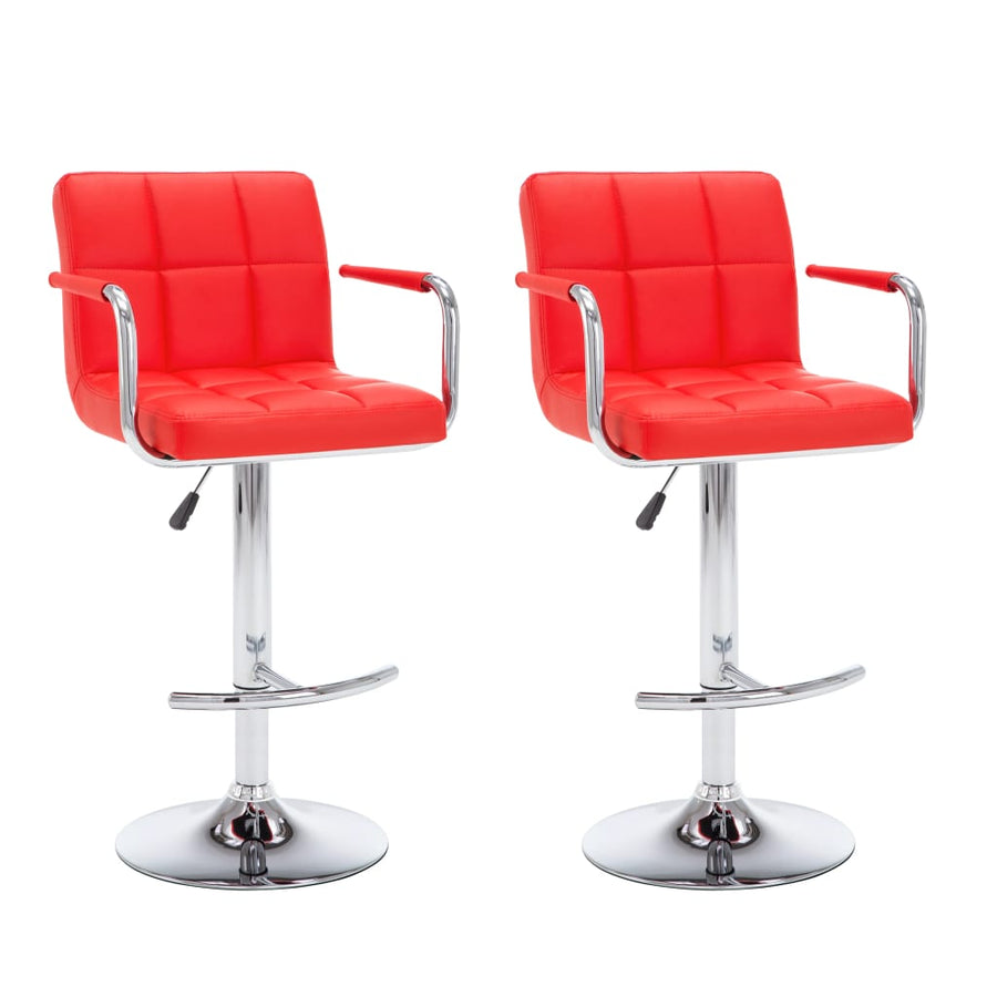 Barstoelen 2 st kunstleer rood