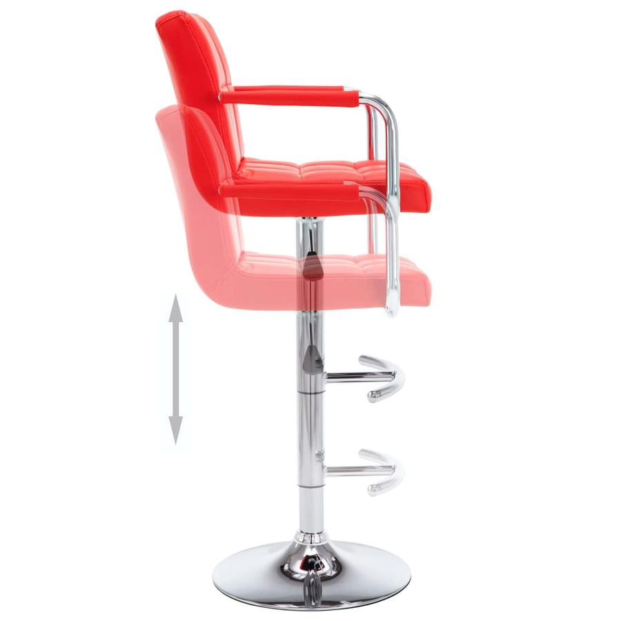 Barstoelen 2 st kunstleer rood