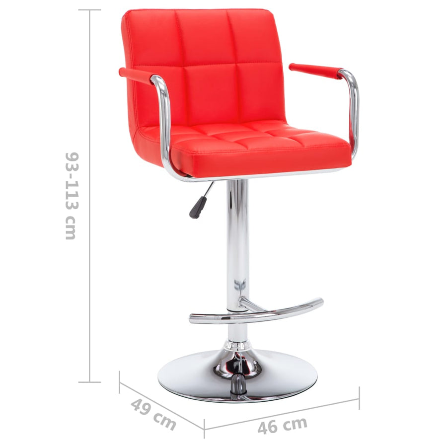 Barstoelen 2 st kunstleer rood